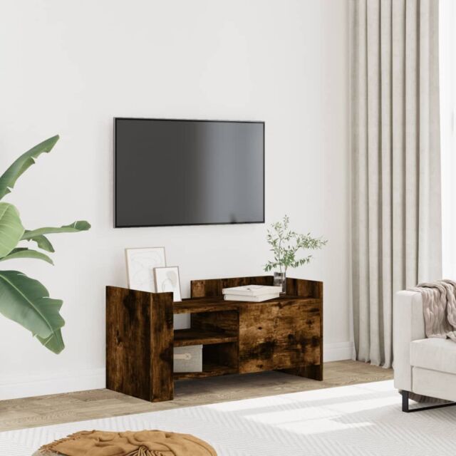 Berkfield Home TV Cabinet Smoked Oak 80x35x40 cm Engineered Wood in Brown - Size: 80 x 35 x 40 cm - image 1