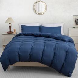 Pamposh Pre Washed Microfibre Duvet Cover Sets Reversible Quilt Covers in Navy - Size: Double - thumbnail 1