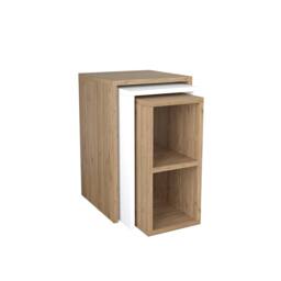 BIMOSSA 3-in-1 Nesting Coffee Table Set Modern Rectangular Coffee Tables & Side Tables for Living Room - Space-Saving Versatile Design (Fika, White) - thumbnail 1
