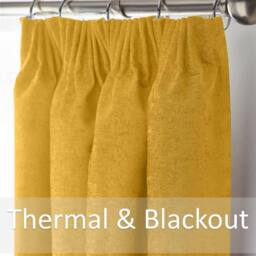Luxury Living Chenille Blackout Pencil Pleat Top Curtains in Yellow - Size: 229 cm width x 229 cm drop - thumbnail 3