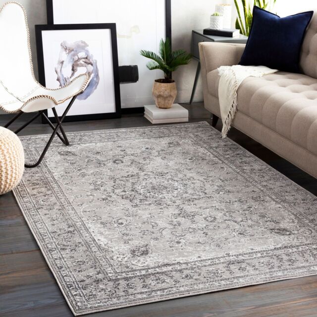 Livabliss Monte Carlo-Vintage Grey Charcoal White Traditional Boho Living Dining Bedroom Rug - Size: 160 cm x 220 cm - image 1