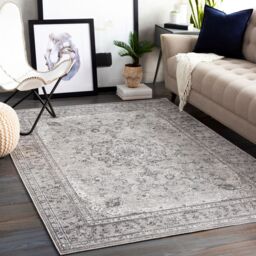 Livabliss Monte Carlo-Vintage Grey Charcoal White Traditional Boho Living Dining Bedroom Rug - Size: 160 cm x 220 cm