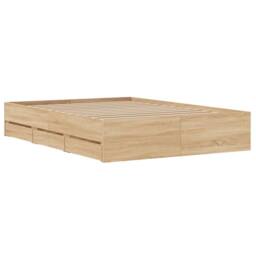 Berkfield Home Modern Bed Frame w/Drawers Frame Sonoma Oak 120x190 cm Small Double in Light Tan - thumbnail 8