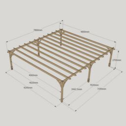 Rutland County Garden Furniture Ltd Premium Pergola 6 Posts - Wood - L480 x W780 x H270 cm - Light Green - thumbnail 6