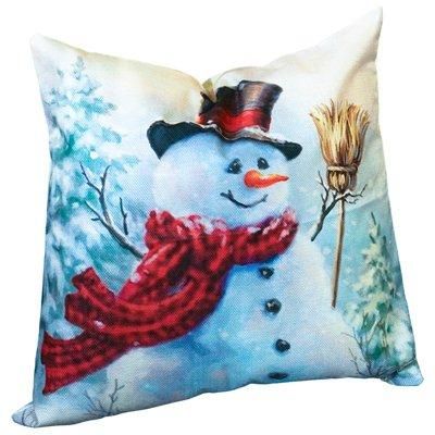Netagon Snowman Design Christmas Themed Cushion 45X45CM in White - Size: 45X45 cm - image 1