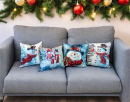 Netagon Snowman Design Christmas Themed Cushion 45X45CM in White - Size: 45X45 cm - thumbnail 4