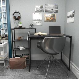 Decorotika Rino Computer Desk Study Desk with Shelves in Black