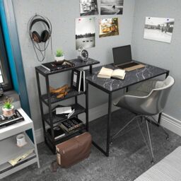 Decorotika Rino Computer Desk Study Desk with Shelves in Black - thumbnail 3