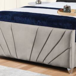 "UK Bed Furniture Sunrise Upholstered Gas Lift Storage Bed With 48"" Headboard in Light Beige - Size: Single" - thumbnail 3