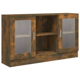 Berkfield Home Vitrine Cabinet Smoked Oak 120x30.5x70 cm Engineered Wood in Brown - thumbnail 3