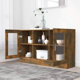 Berkfield Home Vitrine Cabinet Smoked Oak 120x30.5x70 cm Engineered Wood in Brown - thumbnail 8