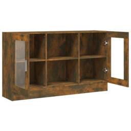 Berkfield Home Vitrine Cabinet Smoked Oak 120x30.5x70 cm Engineered Wood in Brown - thumbnail 5