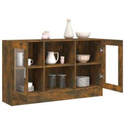 Berkfield Home Vitrine Cabinet Smoked Oak 120x30.5x70 cm Engineered Wood in Brown - thumbnail 7