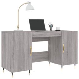 Berkfield Home Desk Grey Sonoma 140x50x75 cm Engineered Wood - Size: 140 x 50 x 75 cm - thumbnail 3