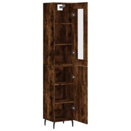 Berkfield Home Highboard Smoked Oak 34.5x34x180 cm Engineered Wood in Brown - thumbnail 4