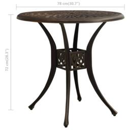 Berkfield Home Garden Table Bronze 78x78x72 cm Cast Aluminium in Brown - Size: 78 x 78 x 72 cm - thumbnail 6