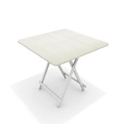 Living and Home 3pcs Set of 80cm Foldable Table & 2 Dining Chairs Set Kitchen Furniture Dining Set for Indoor Outdoor Champing in White - thumbnail 6