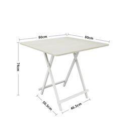 Living and Home 3pcs Set of 80cm Foldable Table & 2 Dining Chairs Set Kitchen Furniture Dining Set for Indoor Outdoor Champing in White - thumbnail 8