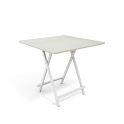 Living and Home 3pcs Set of 80cm Foldable Table & 2 Dining Chairs Set Kitchen Furniture Dining Set for Indoor Outdoor Champing in White - thumbnail 7