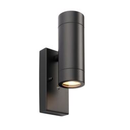 Netlighting Palin Outdoor Up Down Wall Lamp Matt Black Paint & Clear Glass IP44