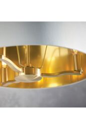 Netlighting Harvey 3 Light Ceiling Pendant Satin Brushed Gold Vintage White Silk Effect E14 - thumbnail 5