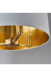 Netlighting Harvey 3 Light Ceiling Pendant Satin Brushed Gold Vintage White Silk Effect E14 - thumbnail 6