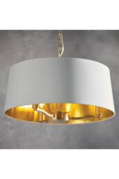 Netlighting Harvey 3 Light Ceiling Pendant Satin Brushed Gold Vintage White Silk Effect E14 - thumbnail 4