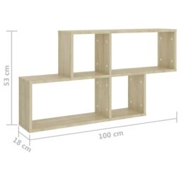 Berkfield Home Wall Shelf Sonoma Oak 100x18x53 cm Engineered Wood in Brown - Size: 100 x 18 x 53 cm - thumbnail 6