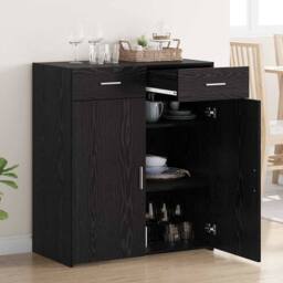 Berkfield Home Storage Cabinet Black Oak 80x42.5x93.5 cm Engineered Wood - thumbnail 4