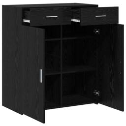Berkfield Home Storage Cabinet Black Oak 80x42.5x93.5 cm Engineered Wood - thumbnail 5