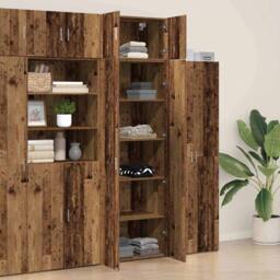 Berkfield Home Storage Cabinet Old Wood 70x42.5x225 cm Engineered Wood in Brown - thumbnail 4