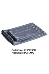 Living and Home King Duvet Cover Set Satin Stripes Zip Fastening Polyester Duvet Cover with 2 Pillowcases in Grey - thumbnail 6