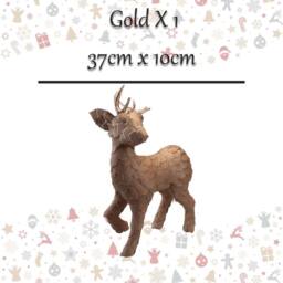 VFM e-Store Christmas Standing Deer Decoration 37cm x 10cm Gold X 1 - Size: 37 cm x 10 cm - thumbnail 2
