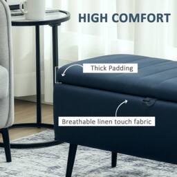 KORVIXA Blue Storage Ottoman Linen Fabric Bench - Size: 0.6m2 - thumbnail 3