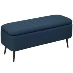 KORVIXA Blue Storage Ottoman Linen Fabric Bench - Size: 0.6m2 - thumbnail 1