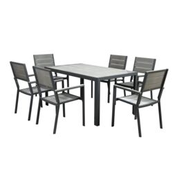 Home Garden Direct Python - Garden Dining Set - Patio Table & 6 Chairs in Grey - thumbnail 4