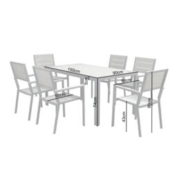 Home Garden Direct Python - Garden Dining Set - Patio Table & 6 Chairs in Grey - thumbnail 3