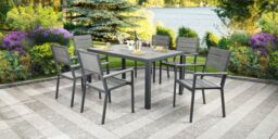 Home Garden Direct Python - Garden Dining Set - Patio Table & 6 Chairs in Grey - thumbnail 2