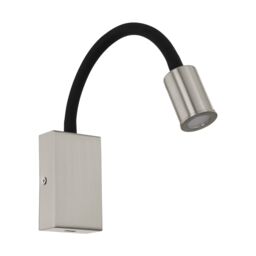 Loops Wall Light Colour Satin Nickel Black Steel & Plasic Bulb LED 3.5W Included in Metallics