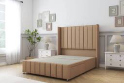 "Comfort Beds Serena Dumfries Divan Set 2 Drawers-54"" Wingback-Footboard in Light Brown - Size: Small Double" - thumbnail 3