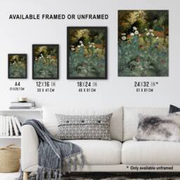 Artery8 Eliphalet Andrews Poppies Wildflower Painting Framed Wall Art Print in Green - Size: A4 - thumbnail 3