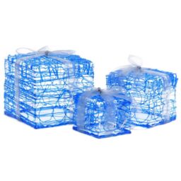 Berkfield Home Decorative Acrylic Christmas Gift Boxes 3 pcs Cold White in Blue - thumbnail 4