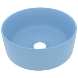 Berkfield Home Luxury Wash Basin Round Matt Light Blue 40x15 cm Ceramic - thumbnail 2