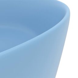 Berkfield Home Luxury Wash Basin Round Matt Light Blue 40x15 cm Ceramic - thumbnail 5