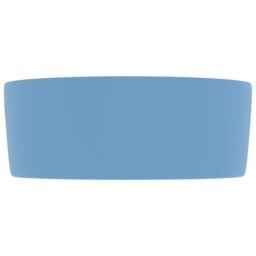 Berkfield Home Luxury Wash Basin Round Matt Light Blue 40x15 cm Ceramic - thumbnail 4