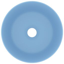 Berkfield Home Luxury Wash Basin Round Matt Light Blue 40x15 cm Ceramic - thumbnail 3