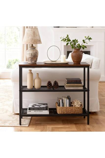 Living and Home 3-Tier Industrial Console Table in Black - image 1