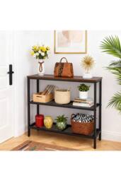 Living and Home 3-Tier Industrial Console Table in Black - thumbnail 2