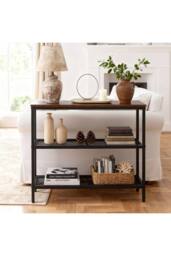Living and Home 3-Tier Industrial Console Table in Black - thumbnail 1