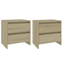 Berkfield Home Elegant Bedside Cabinets 2 pcs Sonoma Oak 45x34.5x44.5 cm Enginee in Light Tan - thumbnail 3